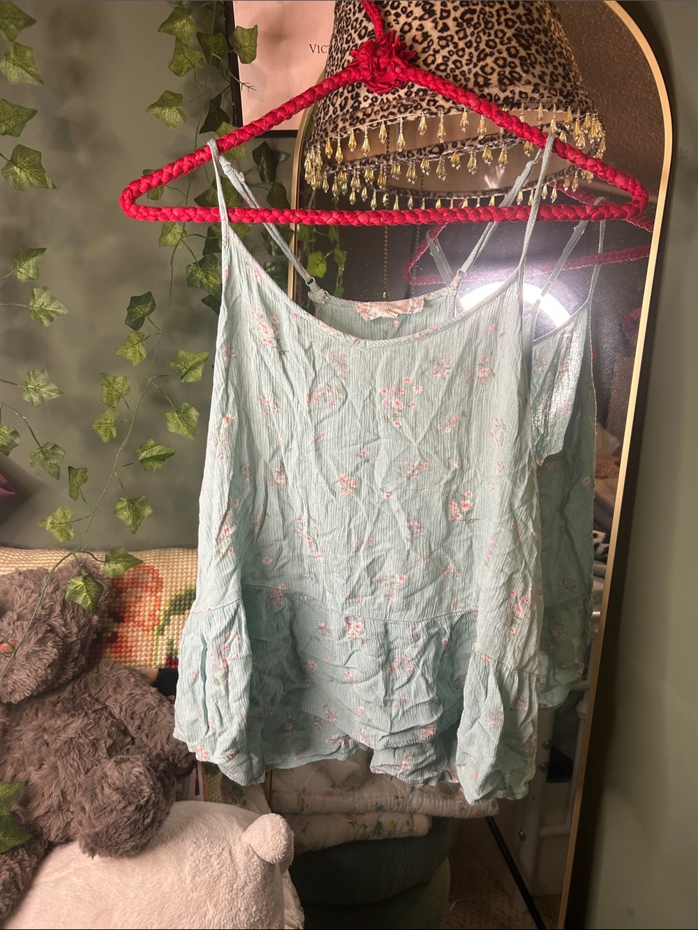 Pink Republic Mint Green Floral Spaghetti Strap Camisole